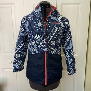 Columbia Kid's Blue Print Sportswear Hooded Thermal Coil Jacket • Size M 🗣